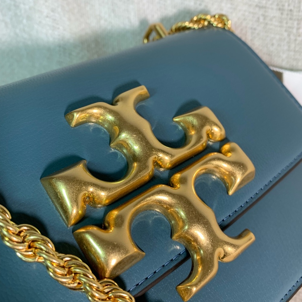 Tory Burch Eleanor Brisk Blue Textured Eleanor Small Convertible Shoulder Bag - Picture 5 of 16